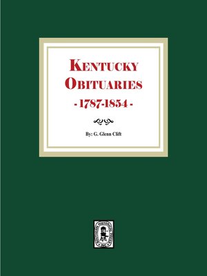 cover image of Kentucky Obituaries, 1787-1854